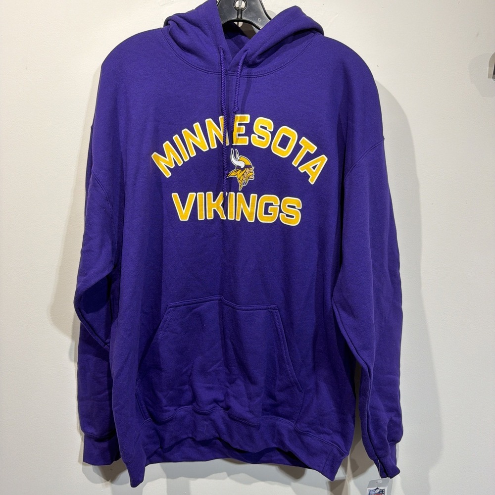 NFL Team Apparel Minnesota Vikings Mens Large Fleece Hoodie PURPLE NWT